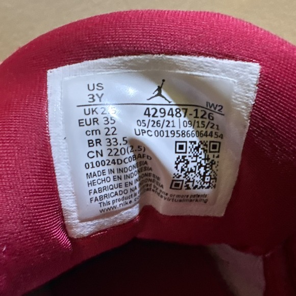Nike Air Jordan 3 Retro Shoes Kids Size 3Y White Cardinal Red AJ3 429487-126 - Picture 9 of 10